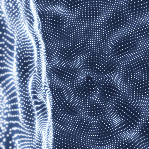Abstrakter Wissenschaftlicher Oder Technischer Hintergrund Grafikdesign Netzwerkillustration Mit Teilchen Gitterfläche — Stockvektor