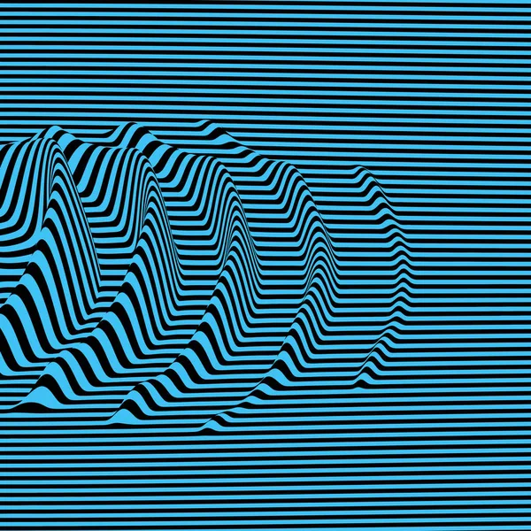 波形の背景 動的な視覚効果 表面の歪み 目の錯覚のパターン ベクトルはストライプの図です 音の波 — ストックベクタ