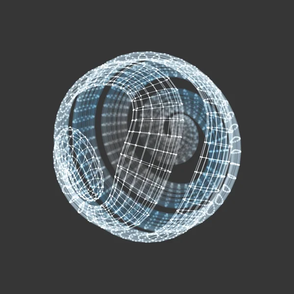 Esfera 3d. Conexiones digitales globales. Concepto tecnológico. Ilustración vectorial . — Archivo Imágenes Vectoriales