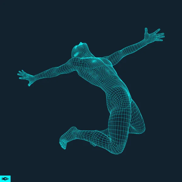 Hombre Está Posando Bailando Concepto Deportivo Modelo Del Hombre Cuerpo — Vector de stock