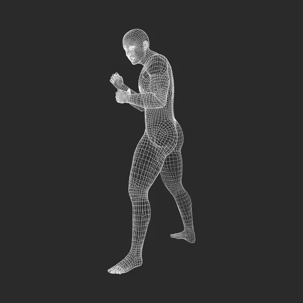 Combatiente Modelo Del Hombre Cuerpo Humano Símbolo Deportivo Elemento Diseño — Archivo Imágenes Vectoriales