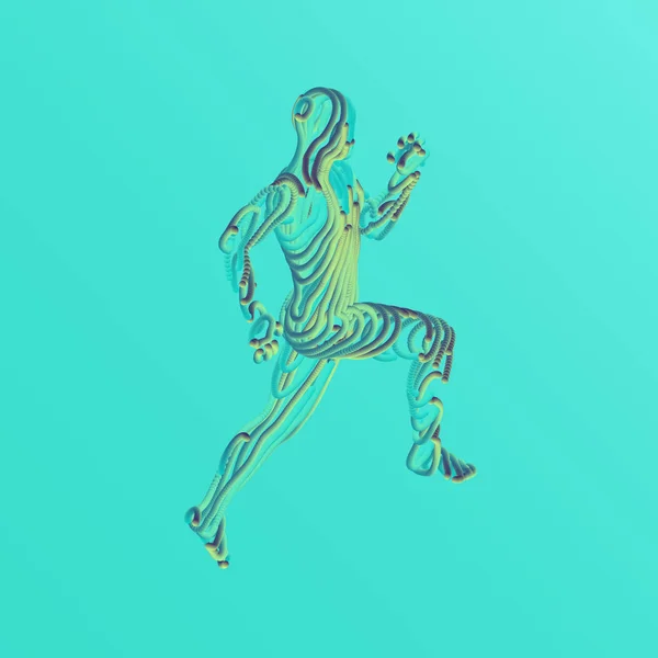Laufmann Emblem Für Marathon Und Joggen Modell Des Menschen Vektorillustration — Stockvektor