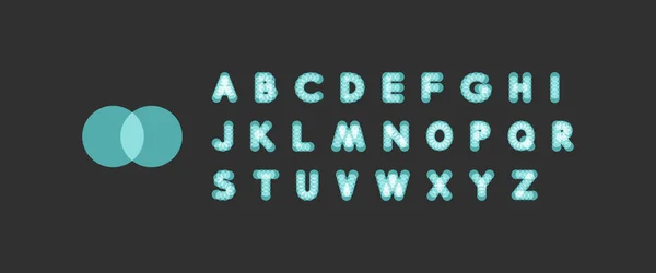 Neonlicht Alphabet Gepunktete Schrift Abstrakter Vektorhintergrund Mit Buchstabenzeichen Designelemente — Stockvektor