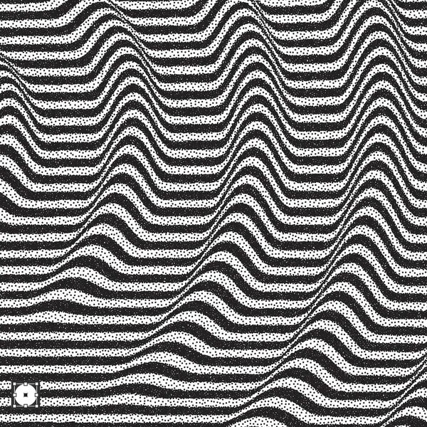 Wavy Background Black White Grainy Dotwork Design Pointillism Pattern Optical — Stock Vector