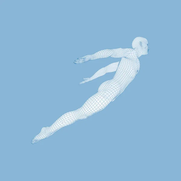 Flotando Aire Hombre Flotando Aire Modelo Del Hombre Cuerpo Humano — Archivo Imágenes Vectoriales