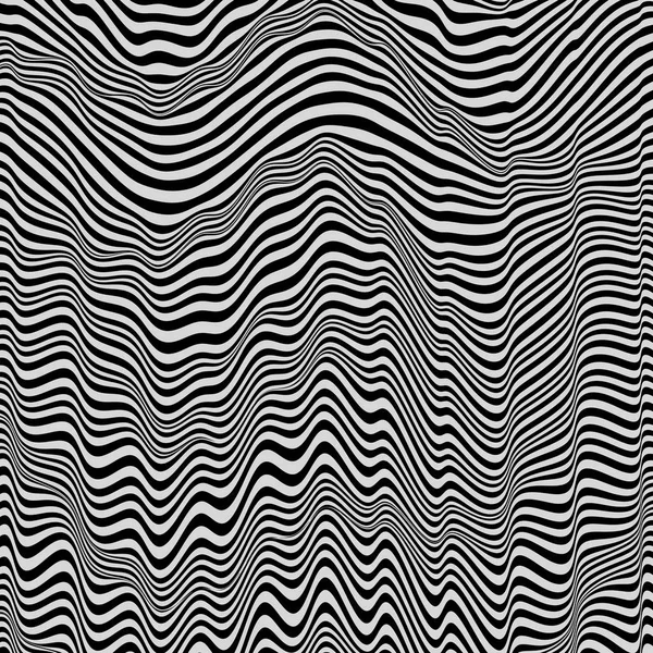 Fondo Rayado Abstracto Blanco Negro Arte Óptico Ilustración Vectorial — Vector de stock