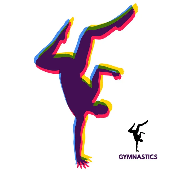 Gymnast Silhuetten Dansare Gymnastik Aktiviteter För Ikonen Hälsa Och Fitness — Stock vektor