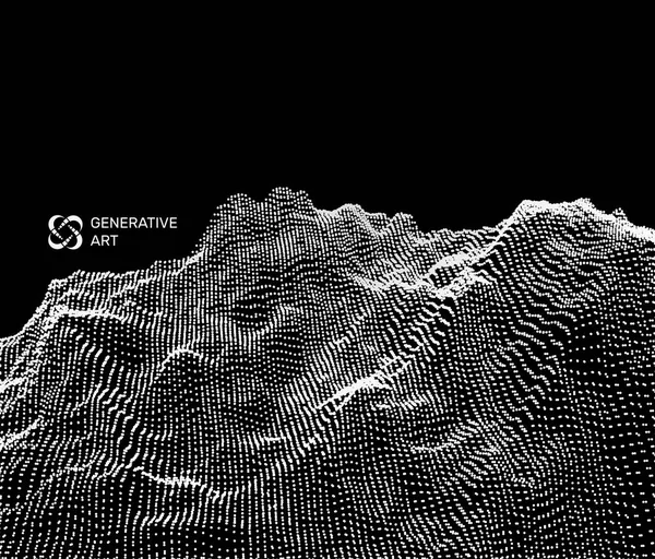 抽象ベクトルの風景背景 サイバースペース グリッド 3D技術ベクトル図 — ストックベクタ