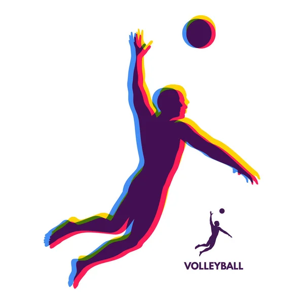 Atleta Voleibol Ação Símbolo Desporto Elemento Design Ilustração Vetorial —  Vetores de Stock