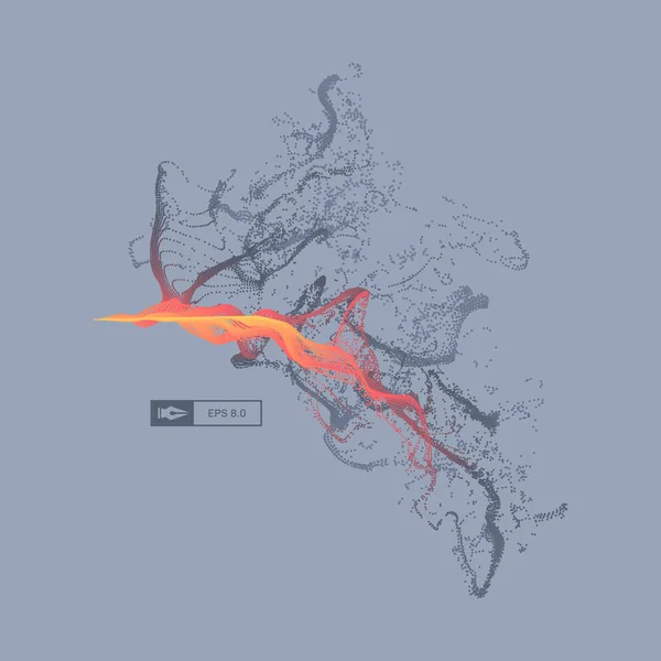 带有动态发射粒子的阵列 水飞溅模仿 抽象背景 矢量插图 — 图库矢量图片