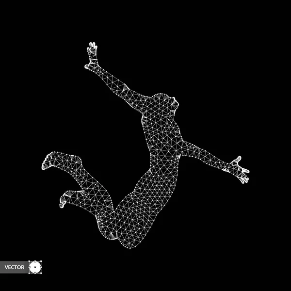 リーダーシップの概念 男をジャンプします スポーツ選手権のエンブレム ベクトル図 — ストックベクタ