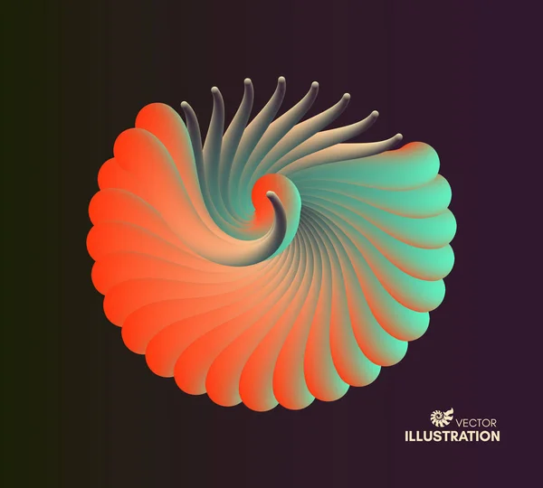 Vektorillustration Med Seashell Nautilus Objekt Med Mjuk Form Kan Användas — Stock vektor