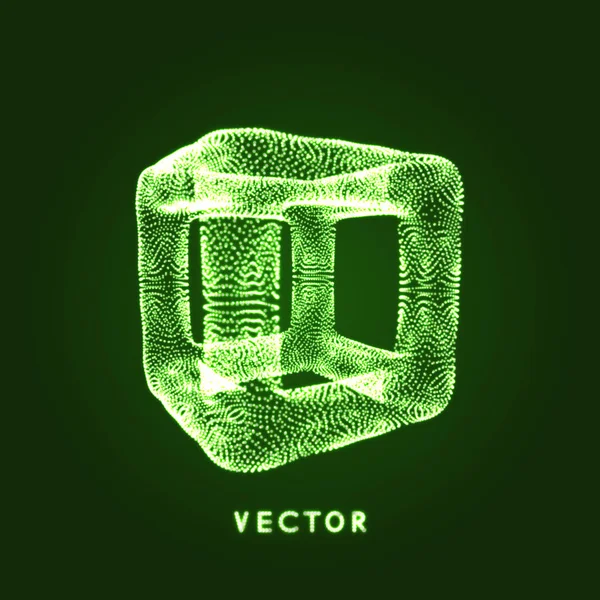 Куб Складається Точок Структура Єднання Дизайн Сітки Стиль Технології Молекулярна — стоковий вектор