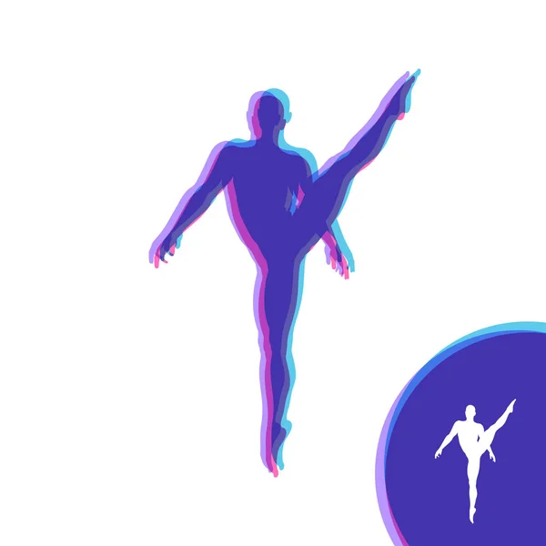 Γυμναστής Σιλουέτα Ενός Χορευτή Γυμναστική Δραστηριότητες Για Εικονίδιο Υγείας Και — Διανυσματικό Αρχείο