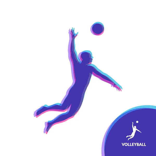 Athlète Volleyball Action Symbole Sportif Élément Conception Illustration Vectorielle — Image vectorielle