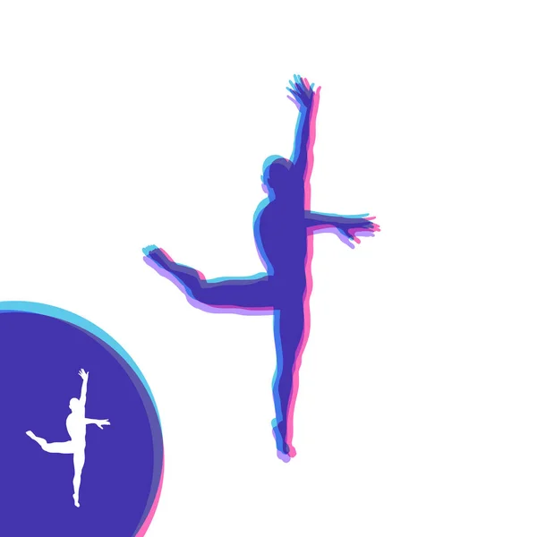 ダンサーのシルエット 体操選手 男はポーズとダンスです スポーツ シンボル デザイン要素 ベクトル図 — ストックベクタ