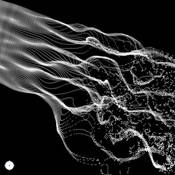 波浪背景 波纹网格 抽象向量例证 技术风格 插图与点 带有粒子的网络设计 — 图库矢量图片