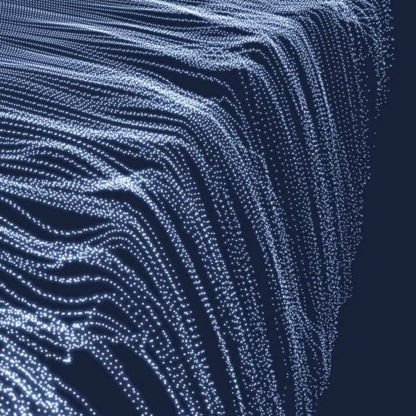 Matris Med Dynamisk Utsläppta Partiklar Teknik Stil Ett Glödande Rutnät — Stock vektor