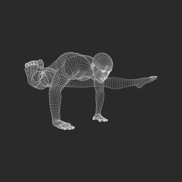Pose Debout Main Homme Faisant Des Exercices Yoga Handstand Mode — Image vectorielle