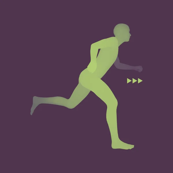 3D跑步的人 科学和技术的设计 矢量图解 — 图库矢量图片