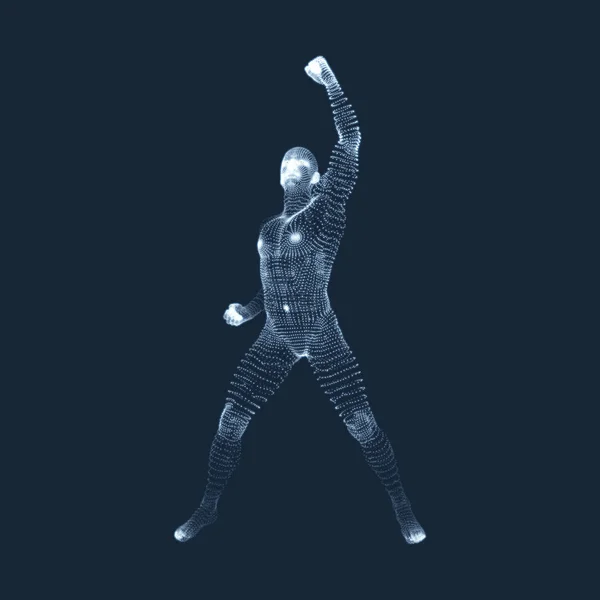 Model Man Lidské Tělo Boj Man Modelu Tělo Skenování Pohled — Stockový vektor