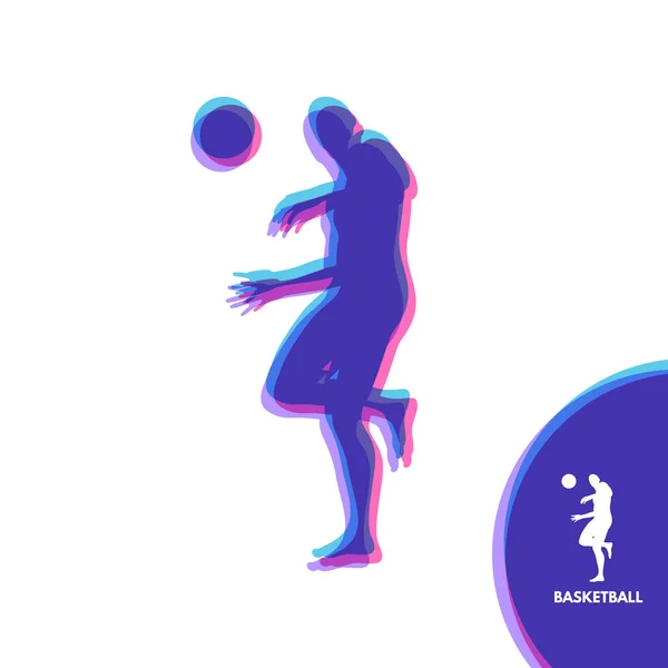 ボールを持ってバスケット ボール選手 スポーツ シンボル デザイン要素 ベクトル図 — ストックベクタ