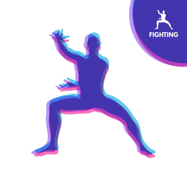 Kämpfer Menschlicher Körper Sport Symbol Gestaltungselement Kampfkunst Vektorillustration — Stockvektor