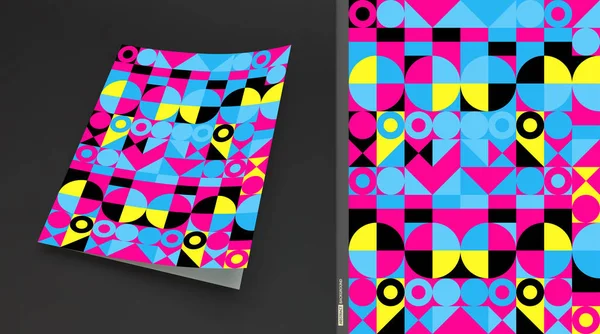 Ontwerpsjabloon Van Dekking Voor Reclame Abstract Kleurrijk Geometrisch Ontwerp Patroon — Stockvector