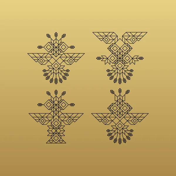 Stammeskauzsymbol Kunstvolles Eulensymbol Stammesstil Linie Art Design Eulensymbol Lineare Illustration — Stockvektor