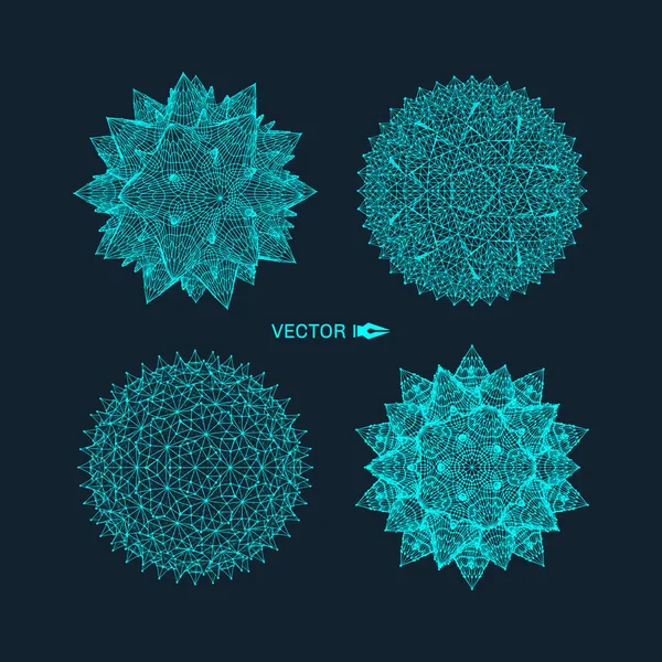 Sphäre Mit Verbundenen Linien Globale Digitale Verbindungen Drahtbild Illustration Abstraktes — Stockvektor