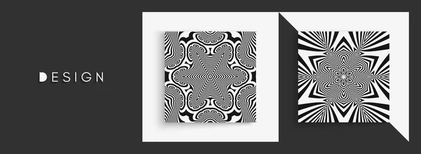 目の錯覚で幾何学的なパターンは 黒と白の背景 抽象的なベクトル図 — ストックベクタ