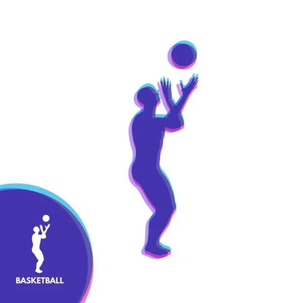 Joueur Basket Ball Avec Balle Symbole Sportif Élément Conception Illustration — Image vectorielle