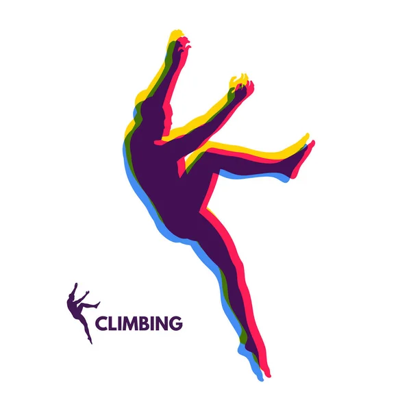 Silhuetas Alpinista Desporto Bouldering Ilustração Vetorial Para Design —  Vetores de Stock