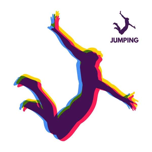 Atlama Bir Adam Silüeti Spor Tasarım Şablonu Vektör Çizim — Stok Vektör
