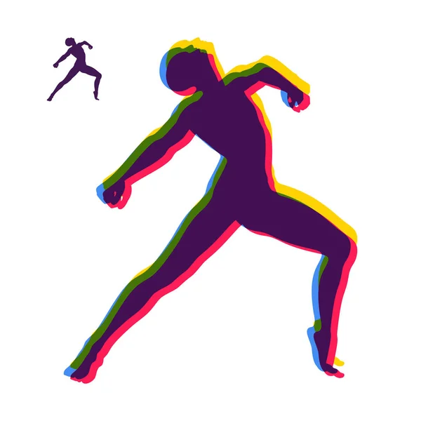 Silhouet Van Een Danser Turnster Man Posing Dansen Sport Symbool — Stockvector