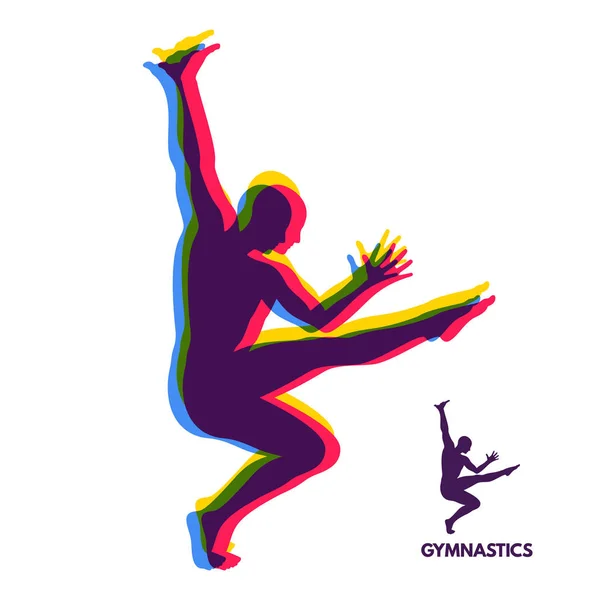 Gymnast Silhouette Dancer Gymnastics Activities Icon Health Fitness Community Sport — Stock Vector