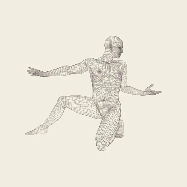 Model Mennesket Human Body Wire Model Design Element Teknologivektorillustration – Stock-vektor