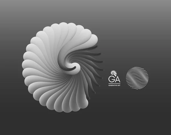 Vectorillustratie Met Zeeschelp Nautilus Object Met Vloeiende Vorm Kan Worden — Stockvector