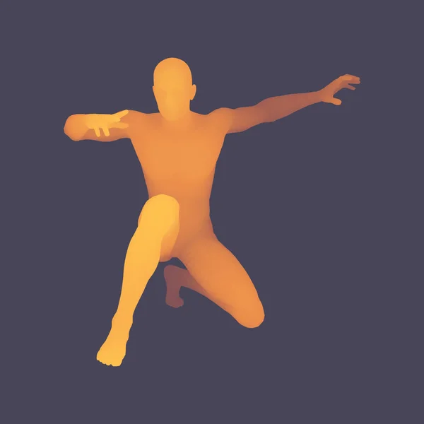 Modelo Cuerpo Humano Hombre Arrodillado Ilustración Vectorial — Vector de stock