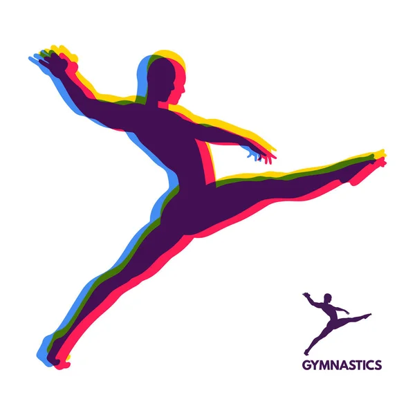 Gymnast Silhouette Dancer Gymnastics Activities Icon Health Fitness Community Sport — Stock Vector