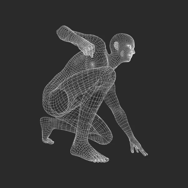 Athlète Position Départ Prêt Commencer Une Course Runner Prêt Pour — Image vectorielle