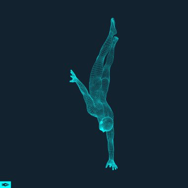 Gymnast. Man. 3D Model of Man. Human Body Model. Gymnastics Activities for Icon Health and Fitness Community. Vector Illustration. clipart