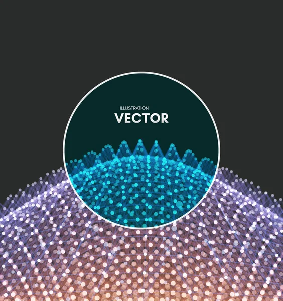 Ilustração Científica Com Linhas Pontos Conectados Formas Microscópicas Luminosas Grelha — Vetor de Stock
