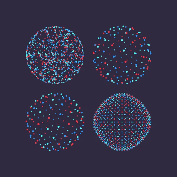 球は点で構成されます 未来的な技術スタイル ベクトル図 — ストックベクタ