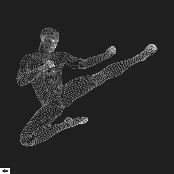 Lutador Modelo Homem Corpo Humano Símbolo Desporto Elemento Design Ilustração — Vetor de Stock