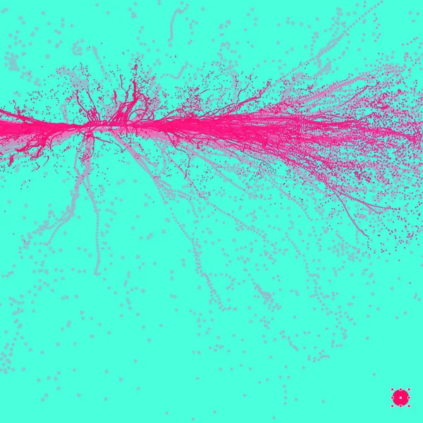 Punto Explota Array Con Partículas Emitidas Dinámicamente Estilo Tecnología Fondo — Archivo Imágenes Vectoriales