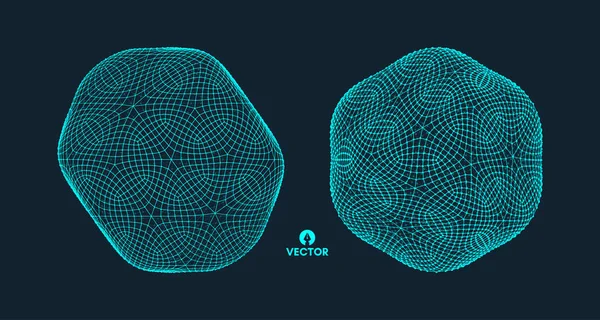 Object Met Lijnen Punten Moleculaire Raster Technologie Stijl Met Een — Stockvector