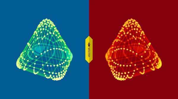 Piramide Moleculaire Raster Technologie Stijl Vectorillustratie Futuristische Verbinding Structuur Voor — Stockvector