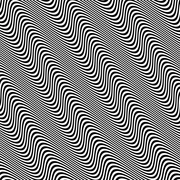 Fond Ondulé Effet Dynamique Design Noir Blanc Modèle Avec Illusion — Image vectorielle