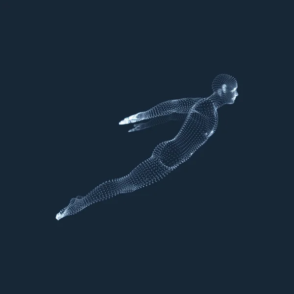 Havada Asılı Adam Havada Yüzer Model Adam Insan Vücudunun Tasarım — Stok Vektör